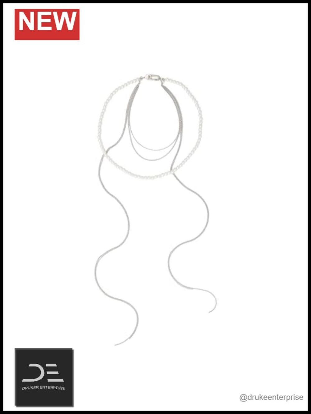 Pearl Layered Statement Necklace 16" Carabiner Clasp Chain